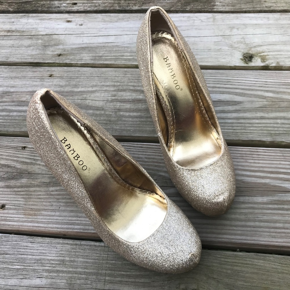 Bamboo Women Heel Pump Shoe Gold Tone Office-015 - Picture 3 of 8